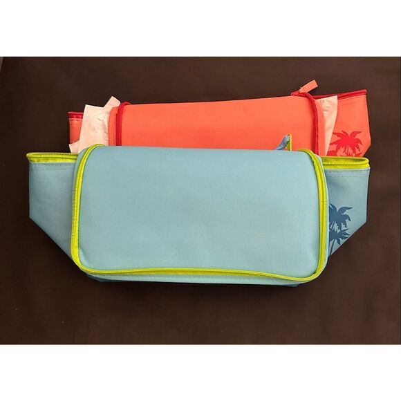 Trader Joe's Mini Insulated Tote Bags Peach & Teal - Picture 1 of 2